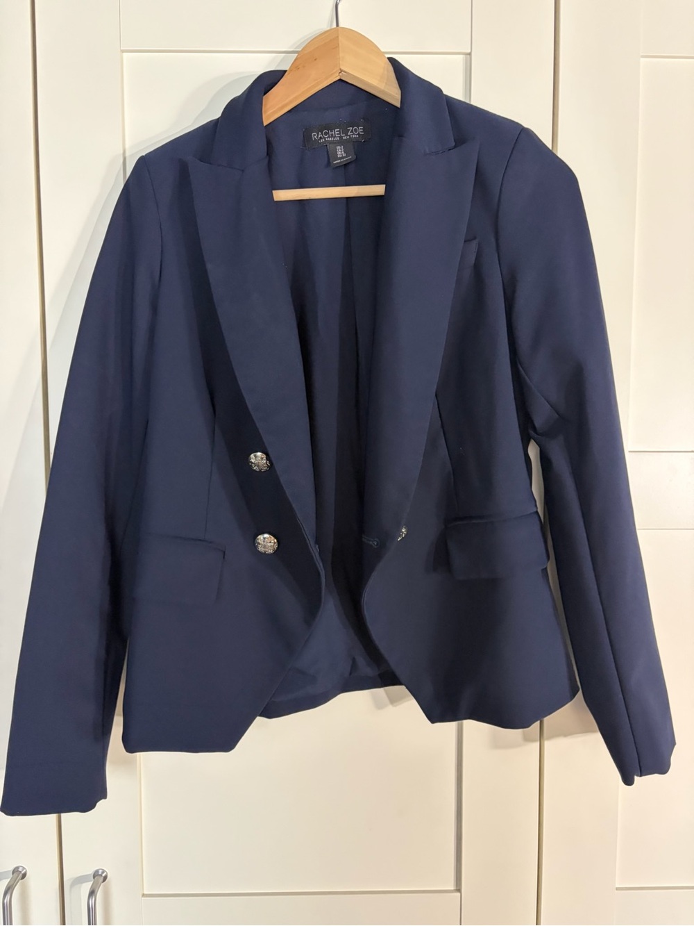Rachel Zoe Midnight Navy Double-Breasted Tailored Blazer W